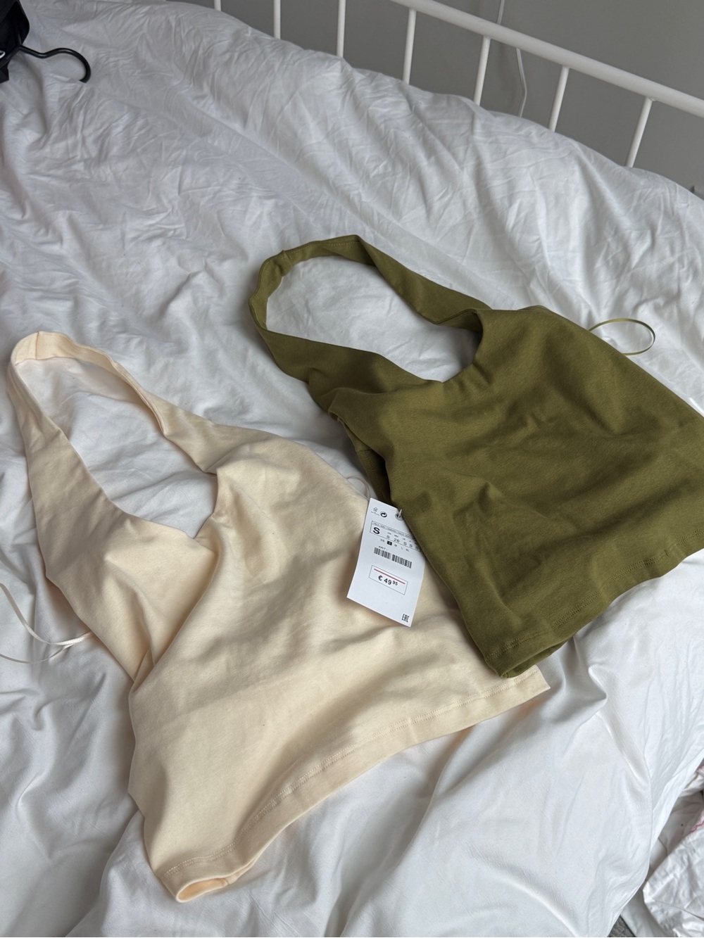 Olive Green and Cream Cropped Tank Tops